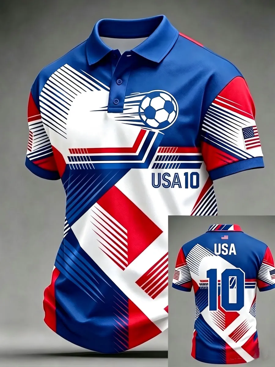 2026 World Cup-Men'S USA Football Lover Printed Casual Tops