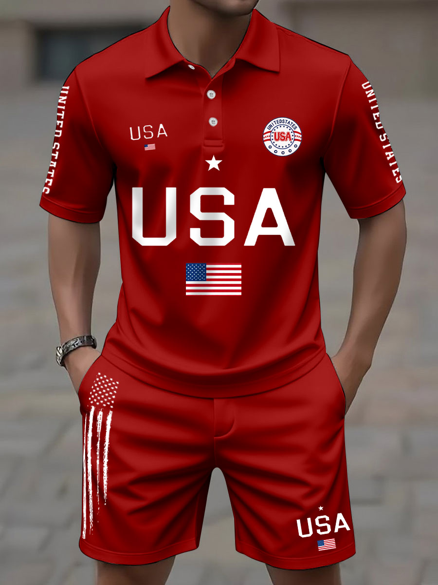 2026 World Cup-Men's USA Flag Top and Shorts Sets