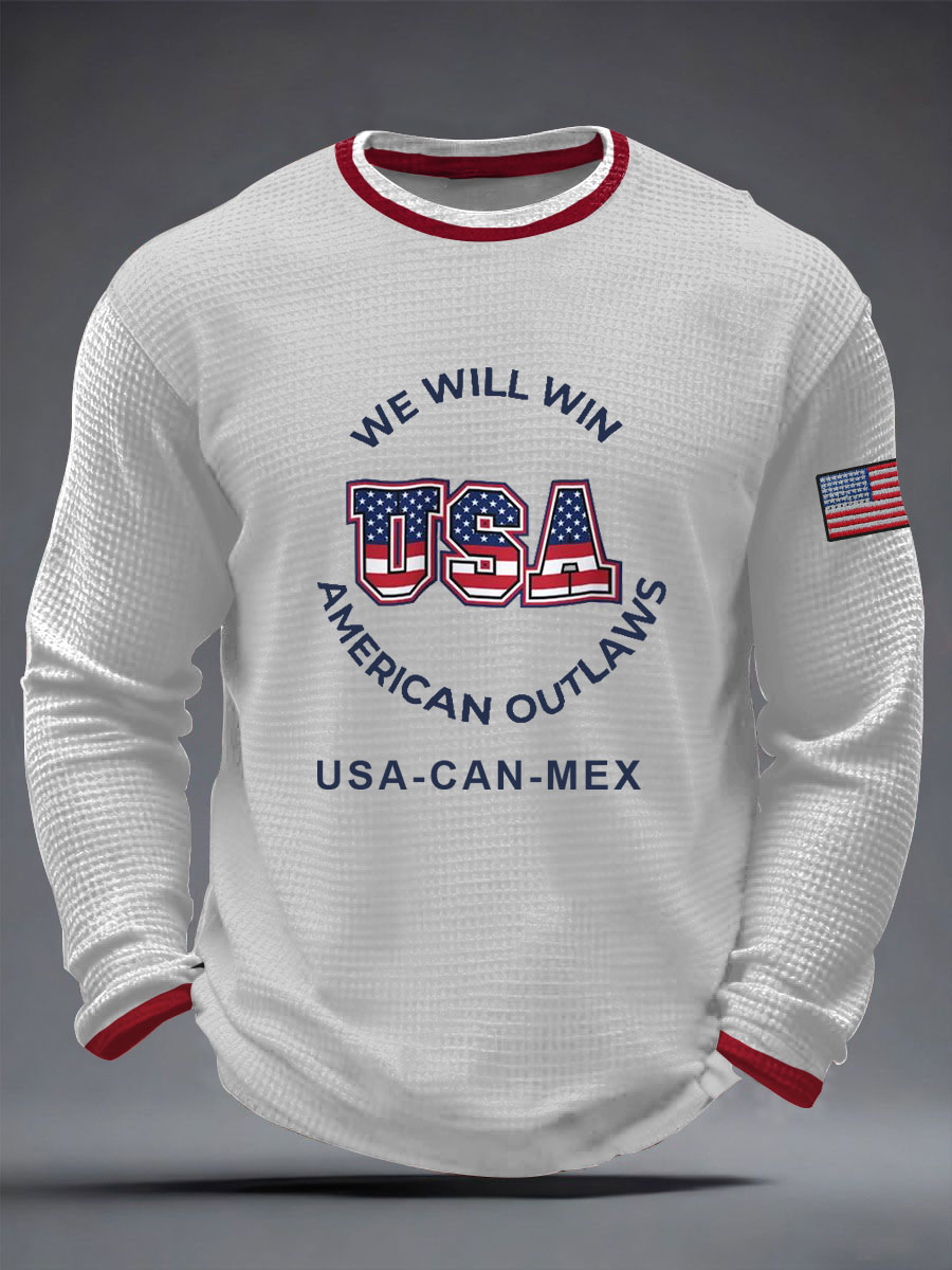 2026 World Cup-Men's USA Soccer Waffle Long Sleeve T-Shirt