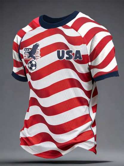 2026 World Cup-Men's USA Football Lover Printed T-shirt