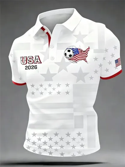 2026 World Cup-Men'S USA Football Lover Art Printed Polo Shirt