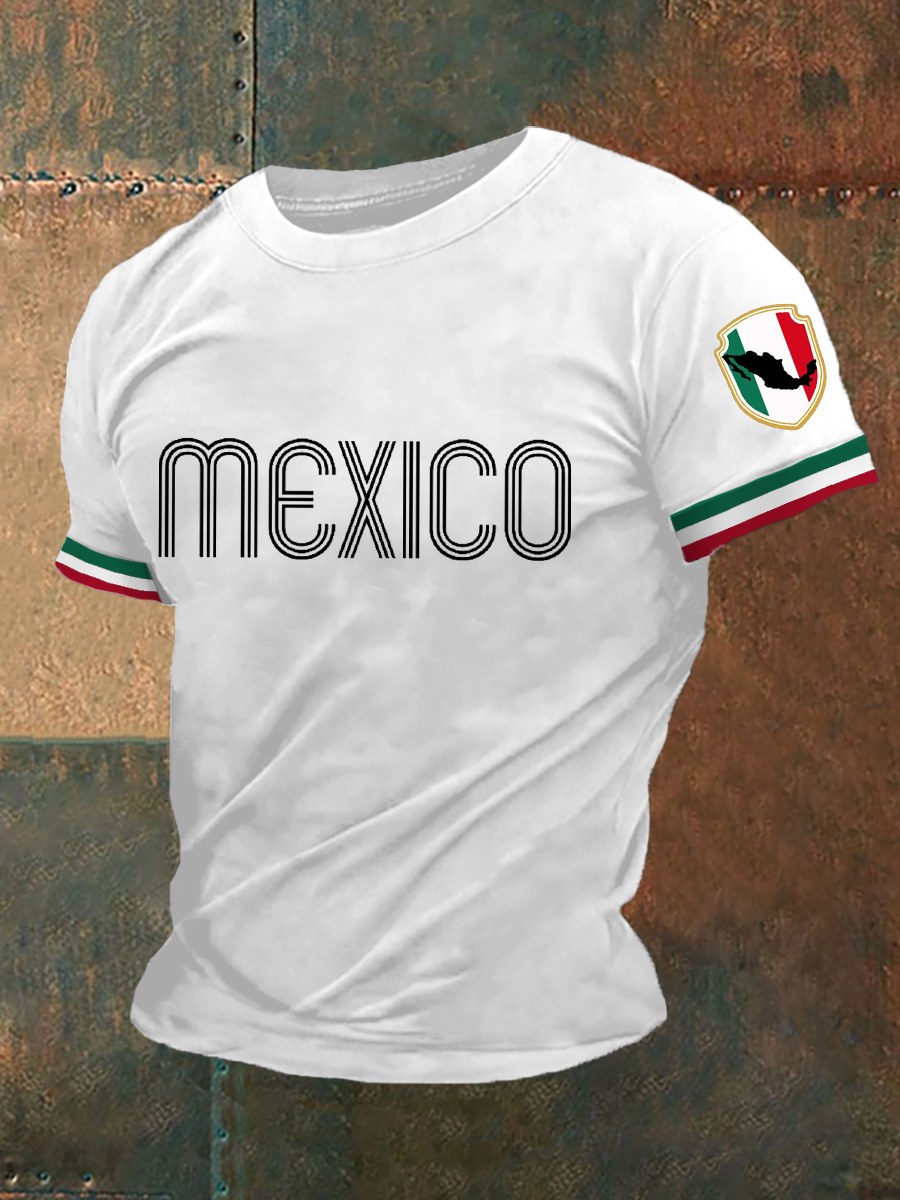 2026 World Cup-Men's Mexico Flag Print Casual Tee