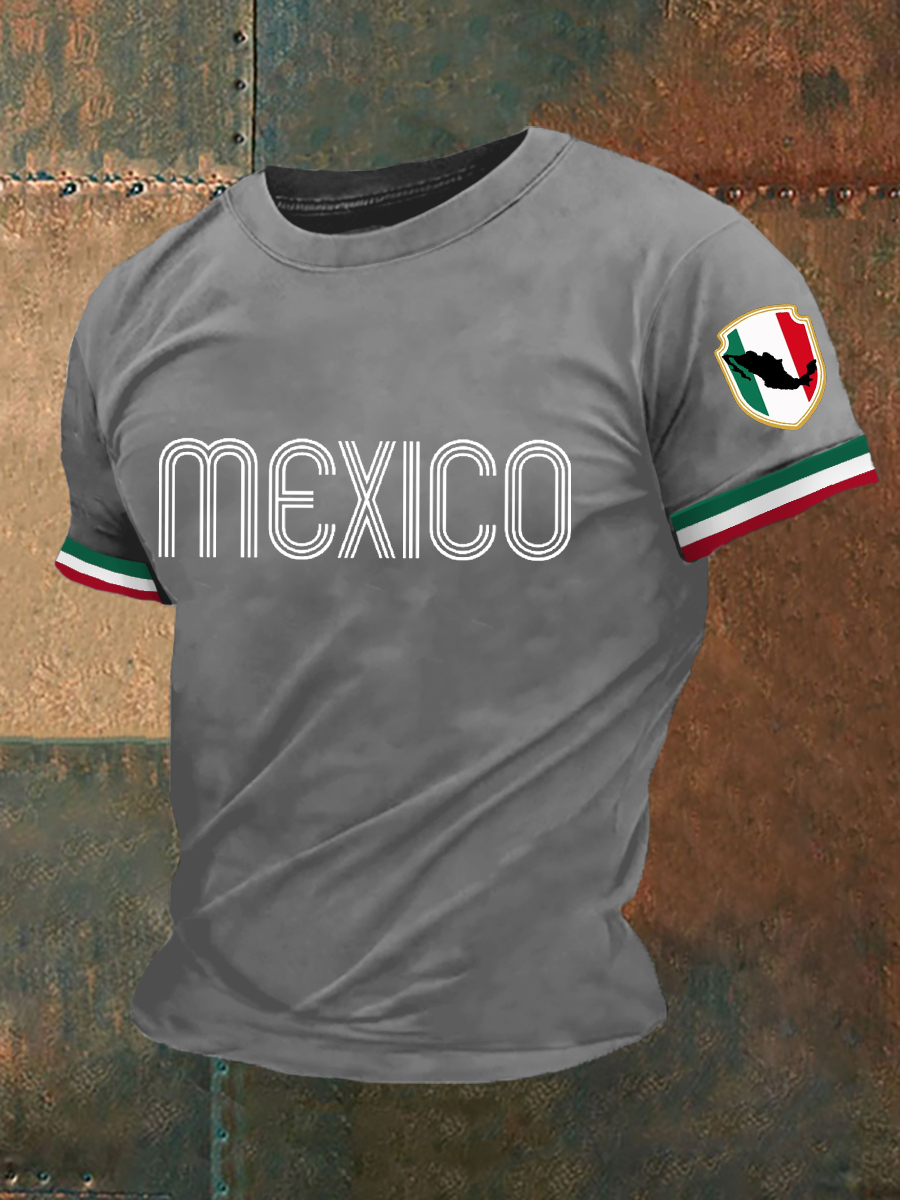 2026 World Cup-Men's Mexico Flag Print Casual Tee