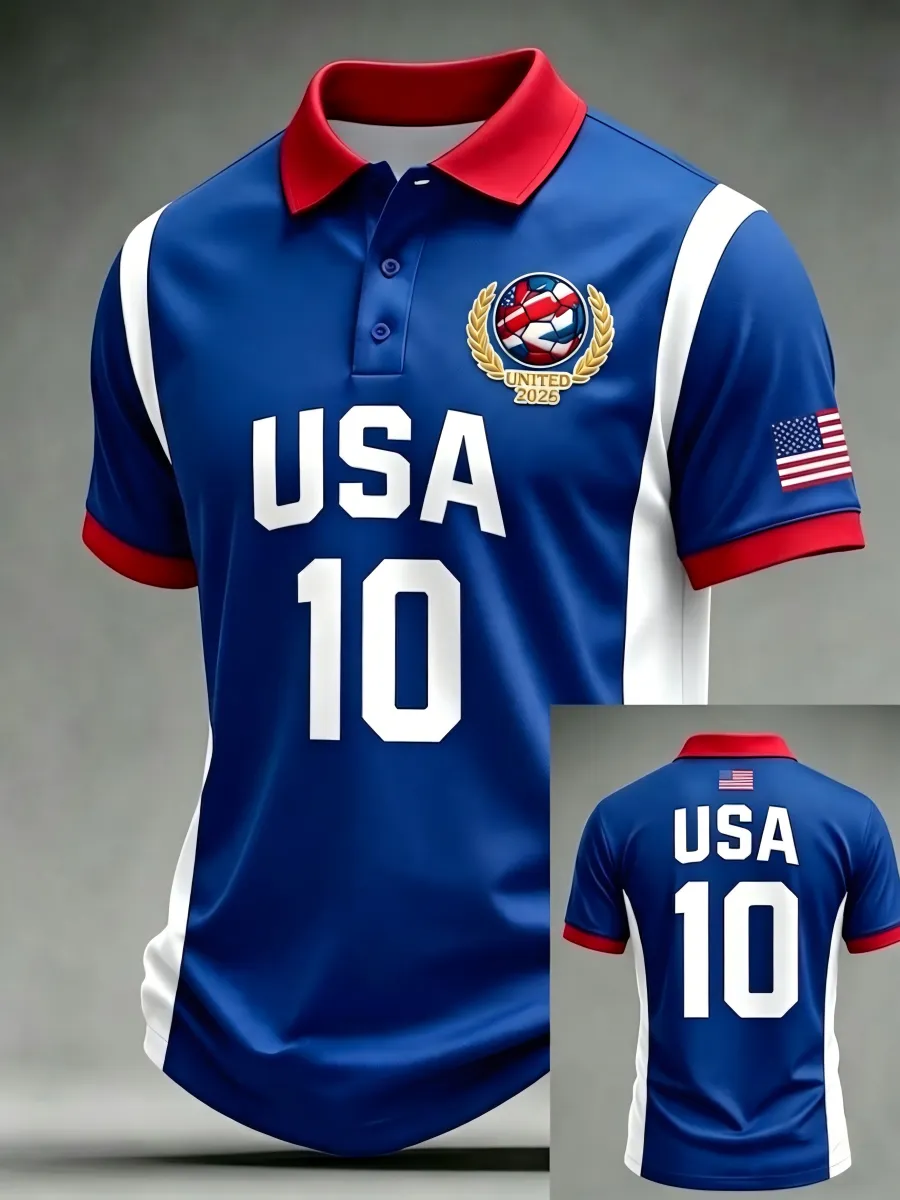 2026 World Cup-Men'S USA Football Lover Art Printed Polo Shirt