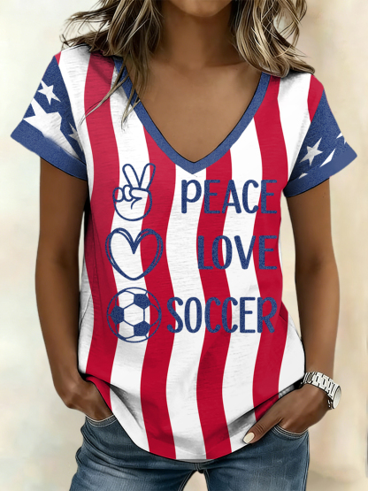 2026 World Cup-Women's USA Football Lover Printed T-shirt