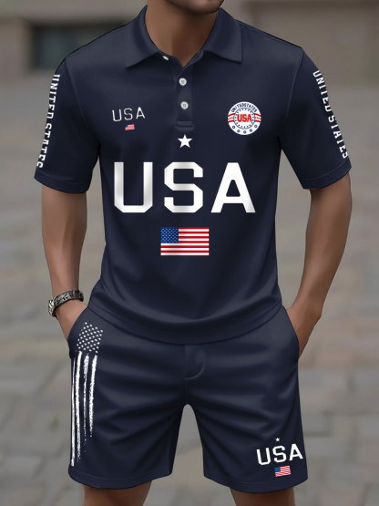 2026 World Cup-Men's USA Flag Top and Shorts Sets