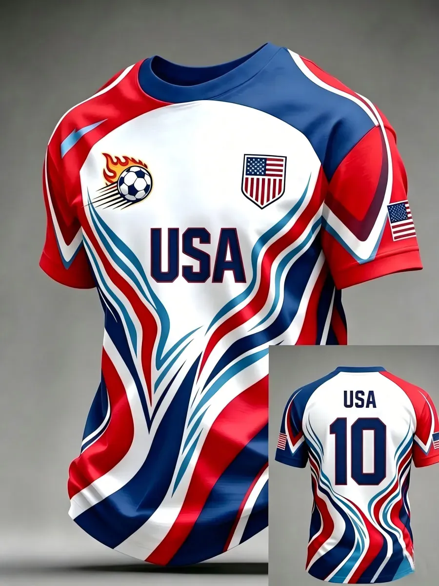 Men'S USA Football Lover Art Printed Polo Shirt