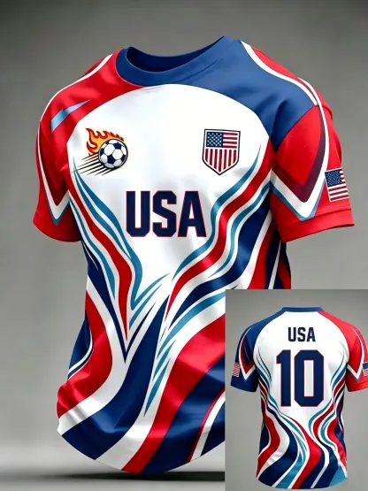 2026 World Cup-Men'S USA Football Lover Art Printed Polo Shirt