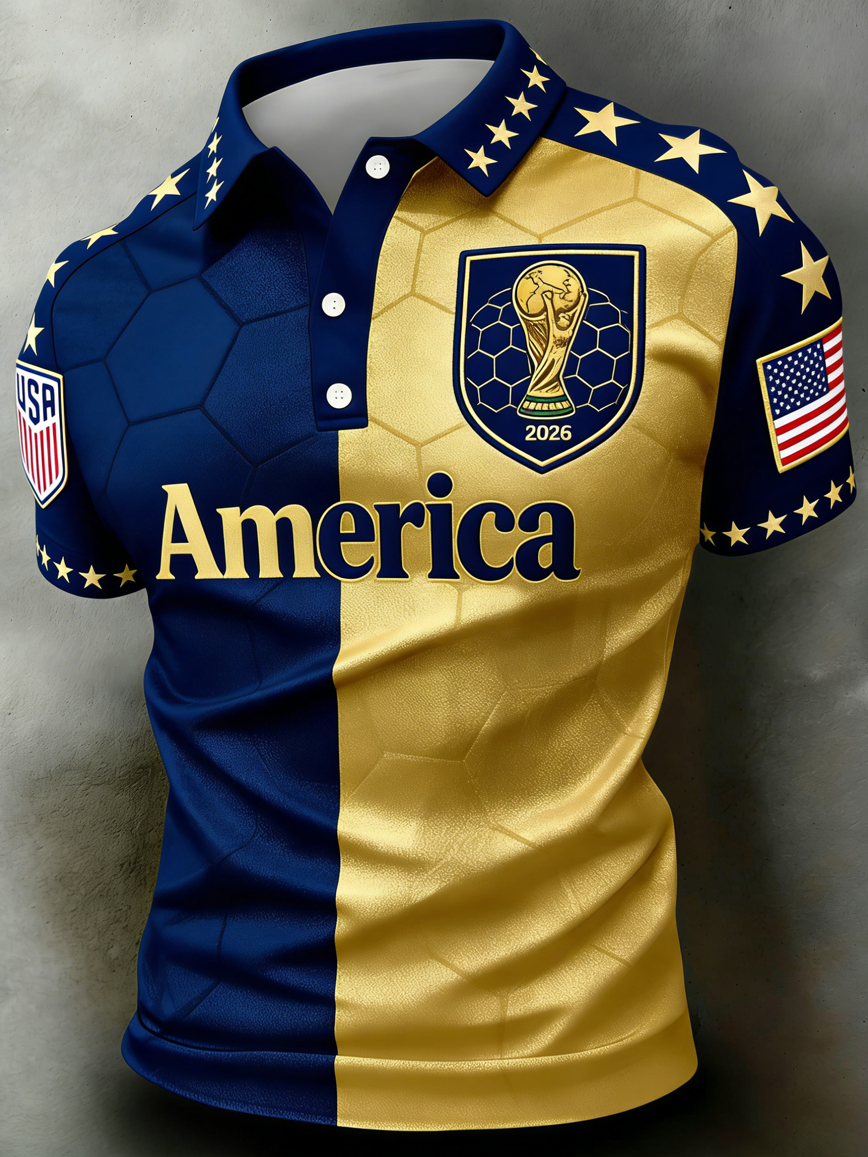 2026 World Cup-Men's American Football Cheering Print Fan Polo