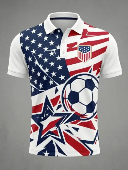 2026 World Cup-American Football Lover Print Men's Polo Shirt