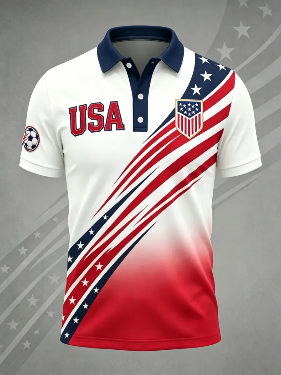 American Football Lover Print Men's Polo Shirt