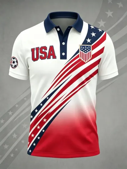 2026 World Cup-American Football Lover Print Men's Polo Shirt