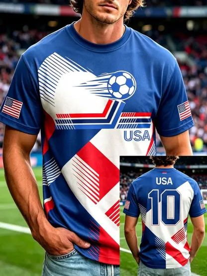 2026 World Cup-Men'S USA Football Lover Art Printed Polo Shirt