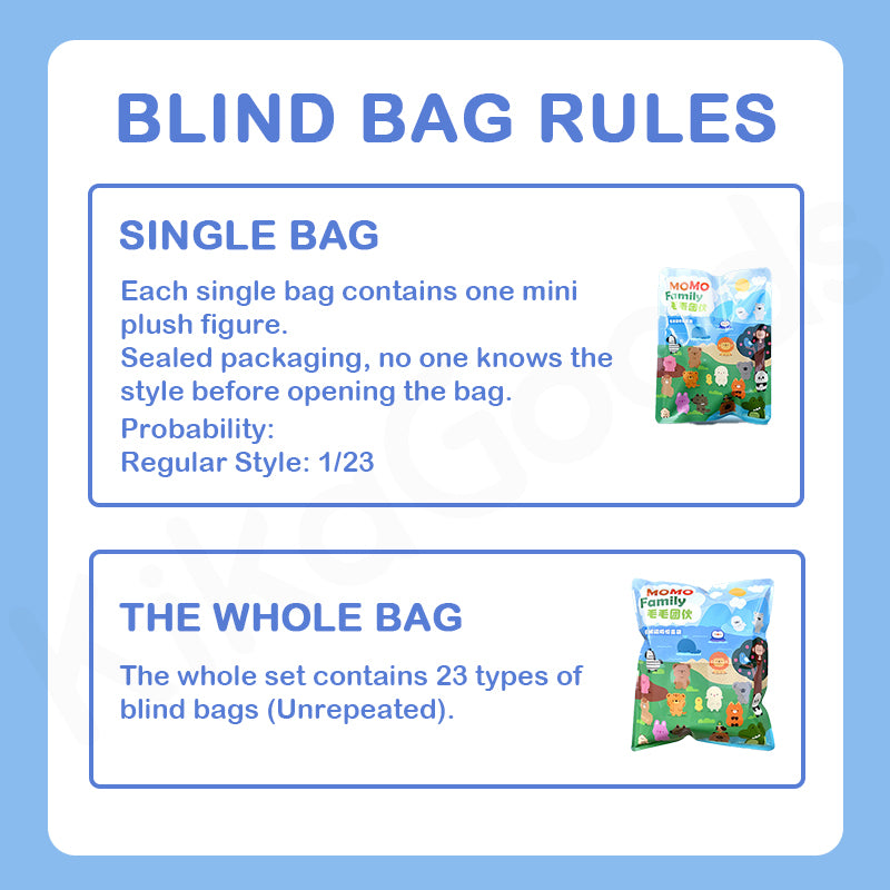 MoMo Family Animal Series Refrigerator Magnet Plush Blind Bag