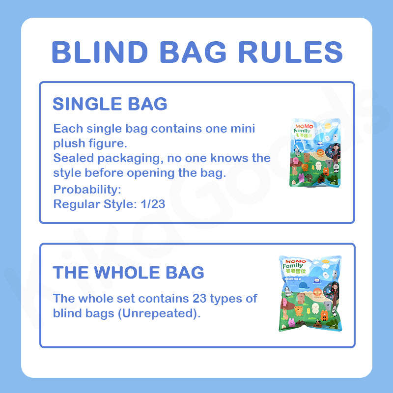 MoMo Family Animal Series Refrigerator Magnet Plush Blind Bag