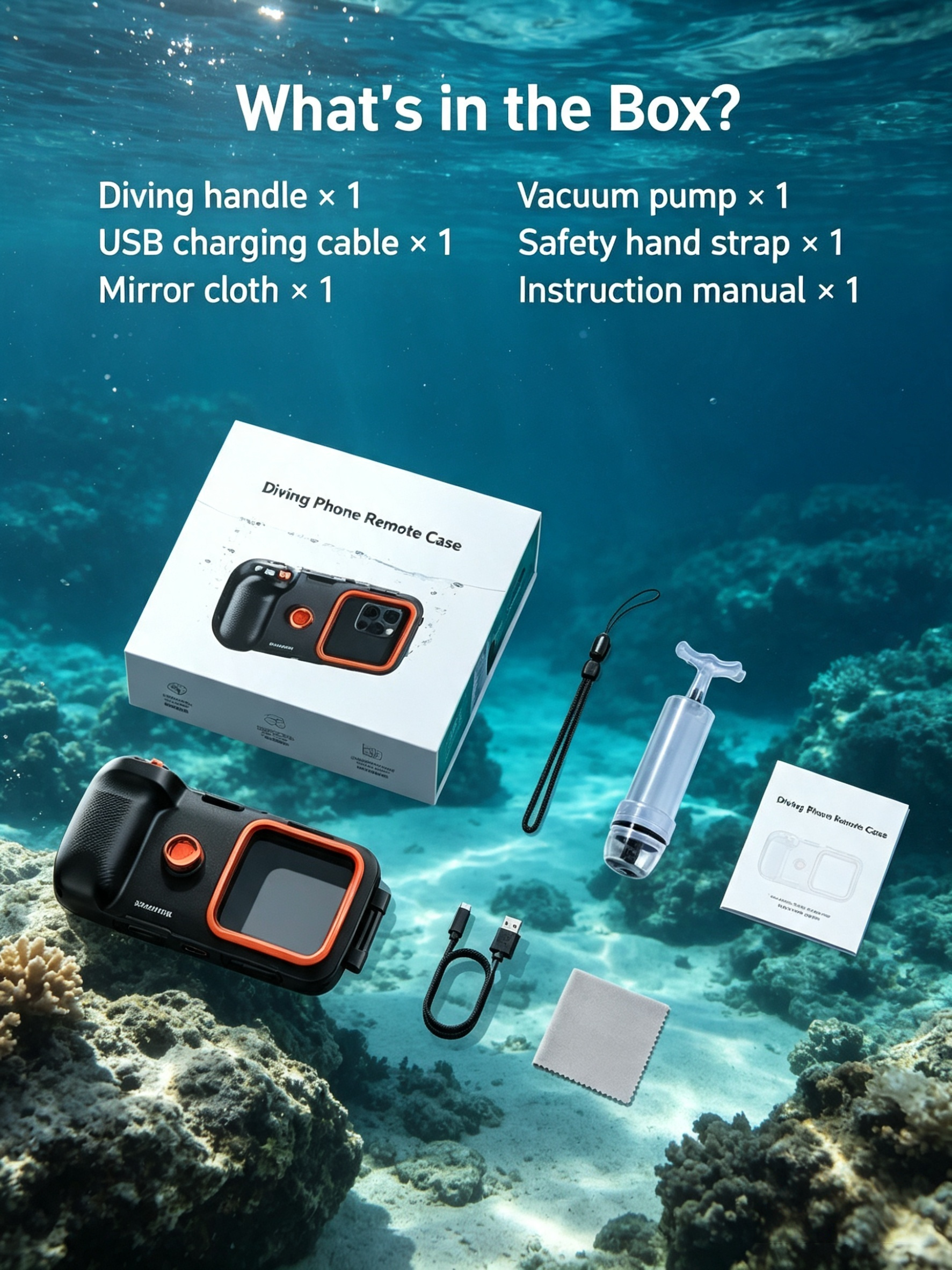 Universal Underwater Phone Case – IP68 to 20m, Bluetooth Shutter Control, Fits 5.4–6.9″ Phones