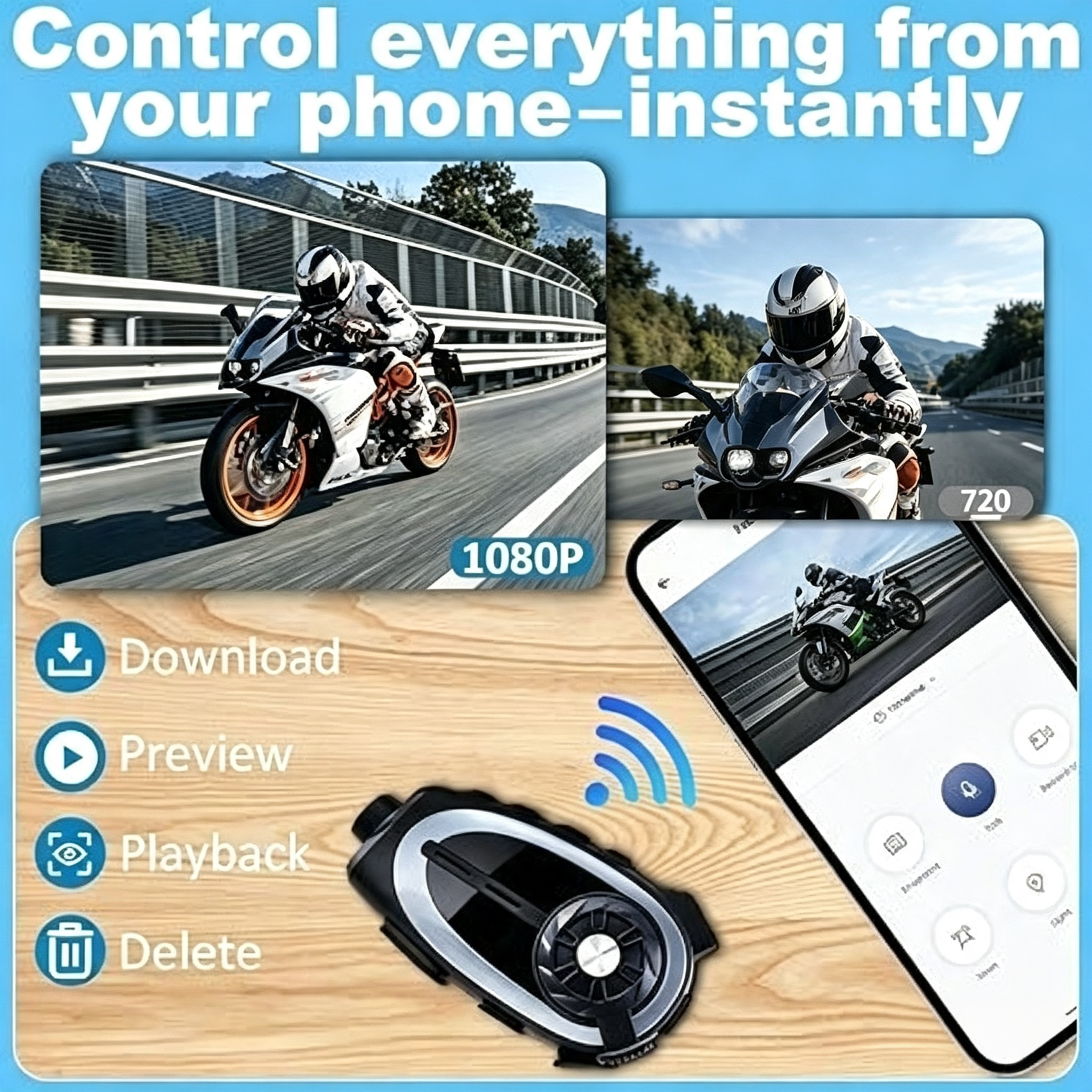 Motorcycle Bluetooth Intercom – Multi-Brand Compatible with App Control