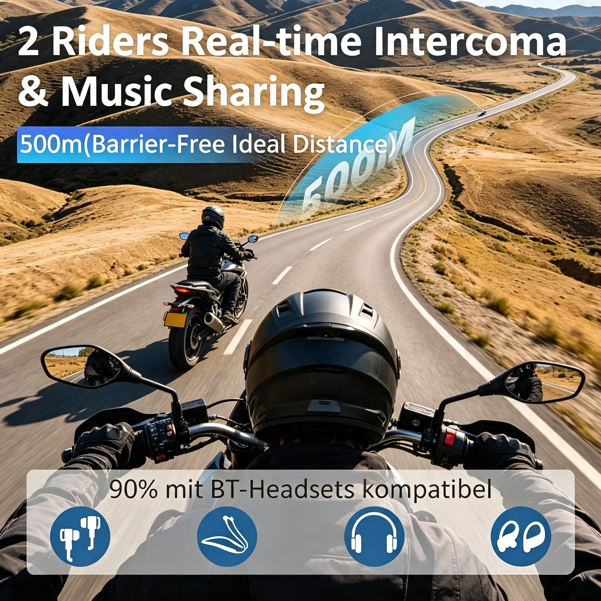Motorcycle Bluetooth Intercom – Multi-Brand Compatible with App Control