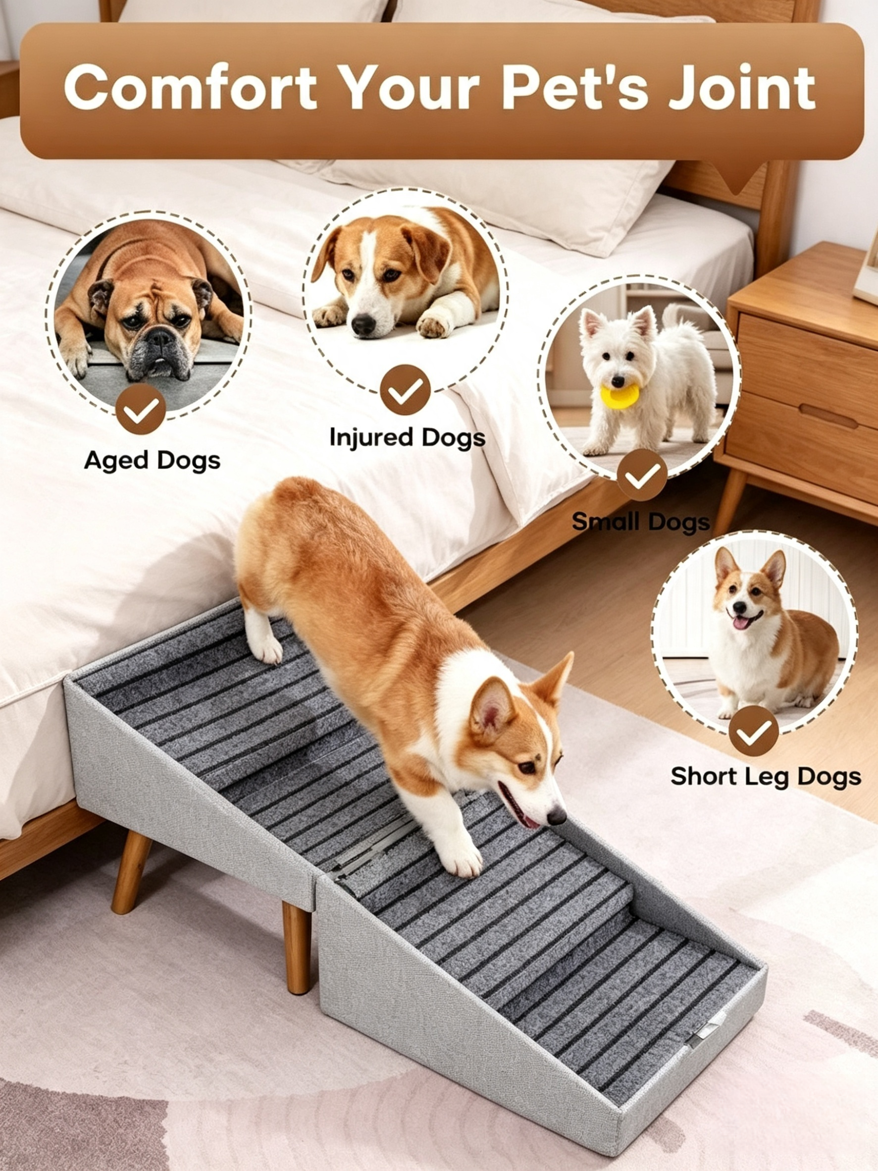 Foldable Dog Stairs Ottoman with Storage