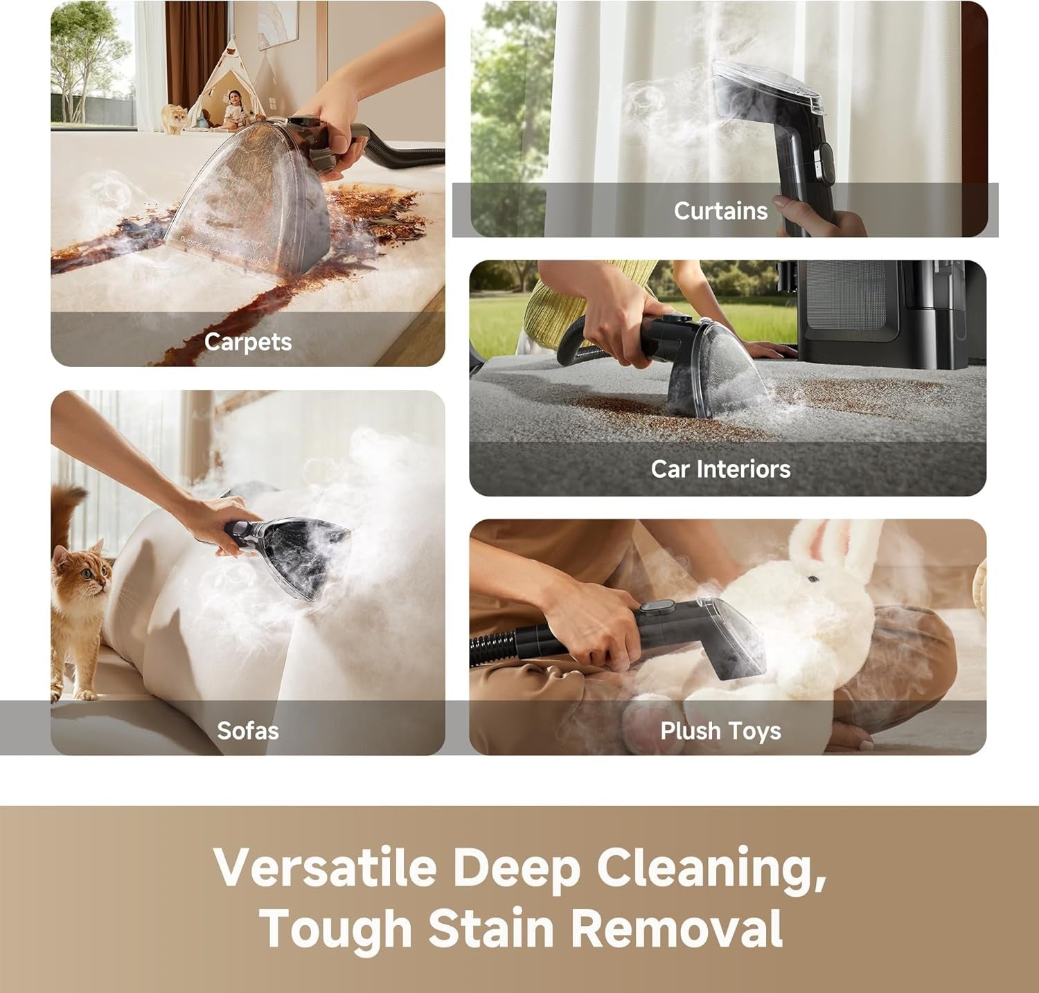 Multi-Surface Steam &amp; Carpet Cleaner – Strong Suction  Deep Steam Wash