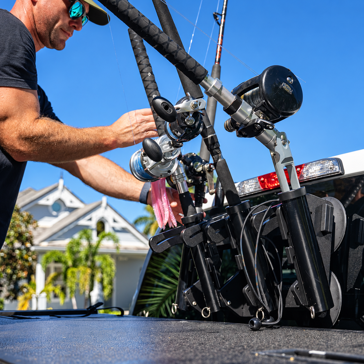TideTrek R4 — Adjustable Vacuum-Mount Fishing Rod Rack