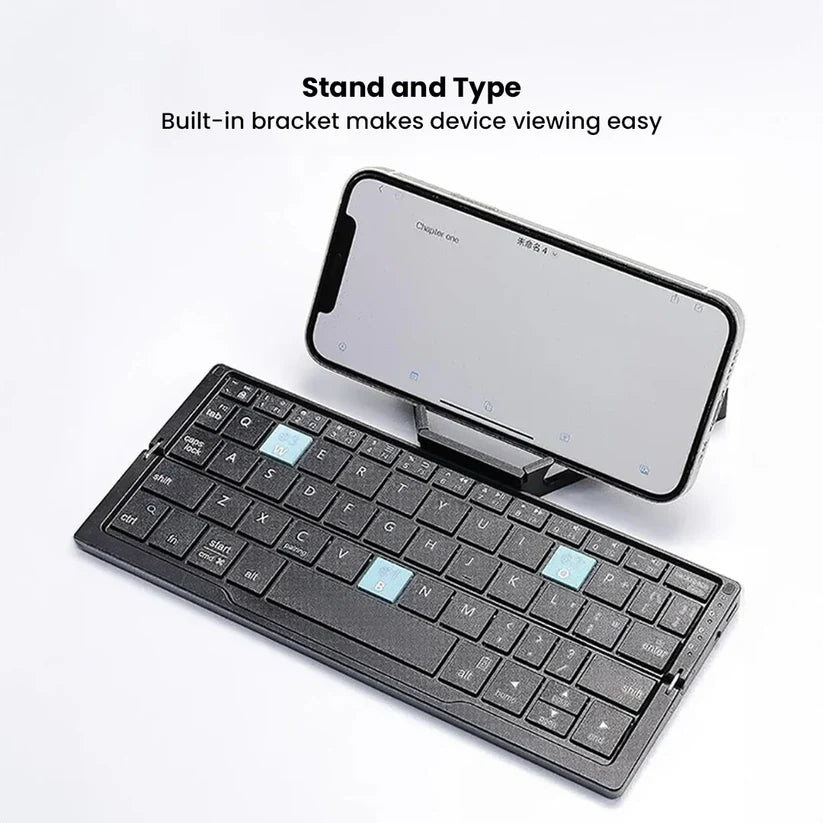 Mini Ergonomic Wireless Keyboard – Foldable Bluetooth Keyboard