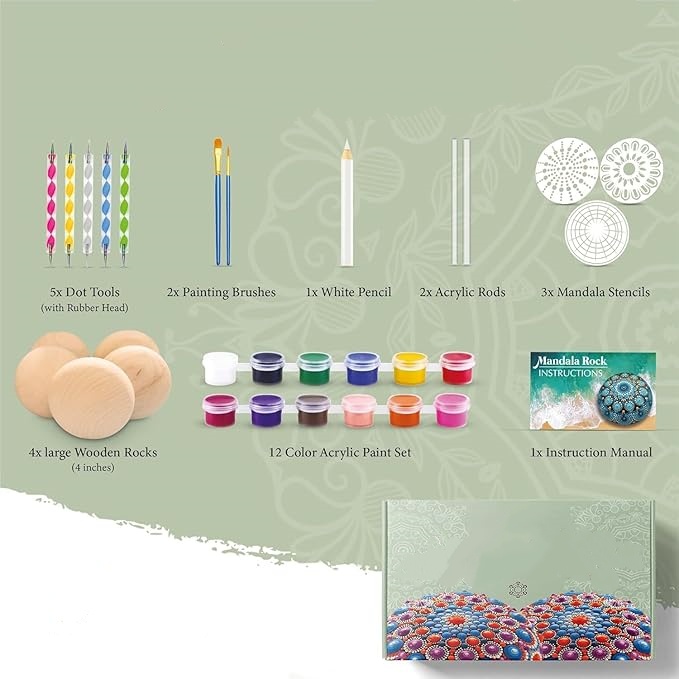 🎨 Mandala Rock Painting Kit – DIY Art & Craft Set