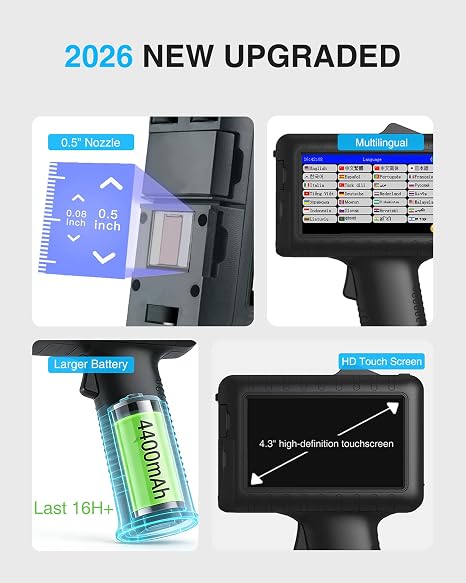Handheld Inkjet Printer – Portable Date & Barcode Coding System
