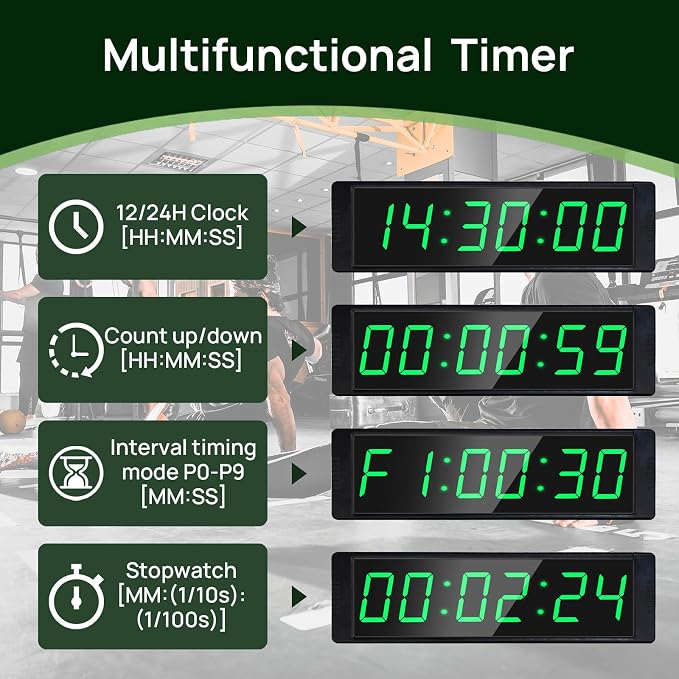 Digital Gym Timer Clock – Large LED Stopwatch & Countdown Timer