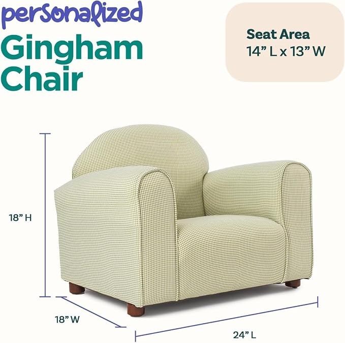 Personalized Kids Club Chair – Custom Embroidered Upholstered Armchair