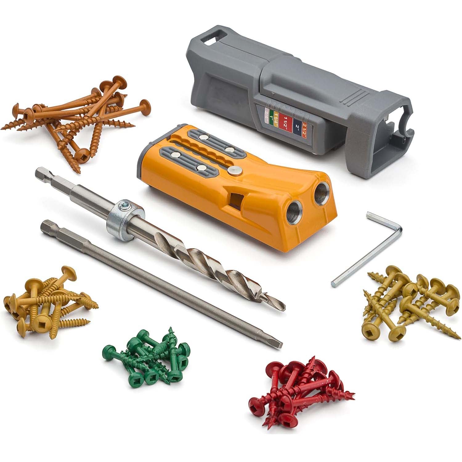 Compact Pocket Hole Jig with 3 inch Face Clamp & 50pc Screw Set – Auto Adjust Drill Guide