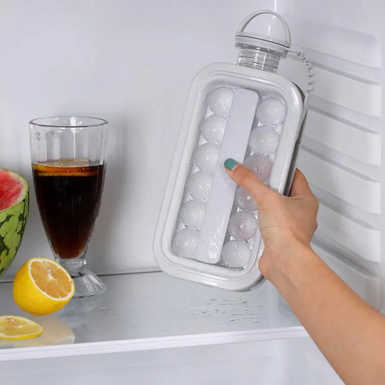 2-in-1 Water Bottle & Ice Ball Maker – Portable Ice Mold