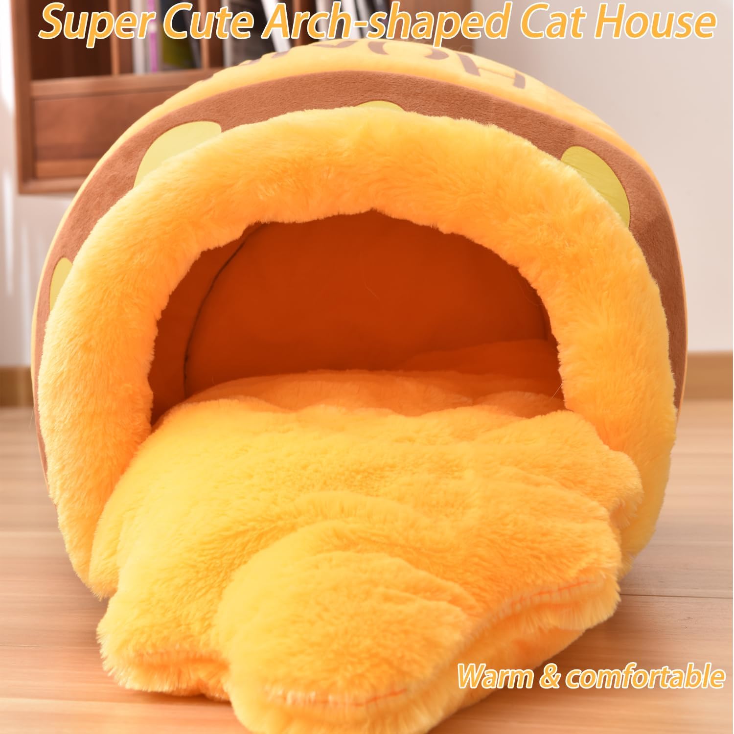 Premium Honey Pot Cat Cave Bed – Self-Warming Ultra-Soft Plush Kitten Lounging Sanctuary