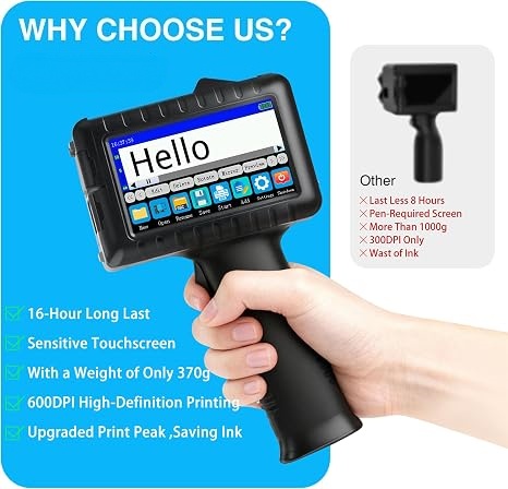 Handheld Inkjet Printer – Portable Date & Barcode Coding System