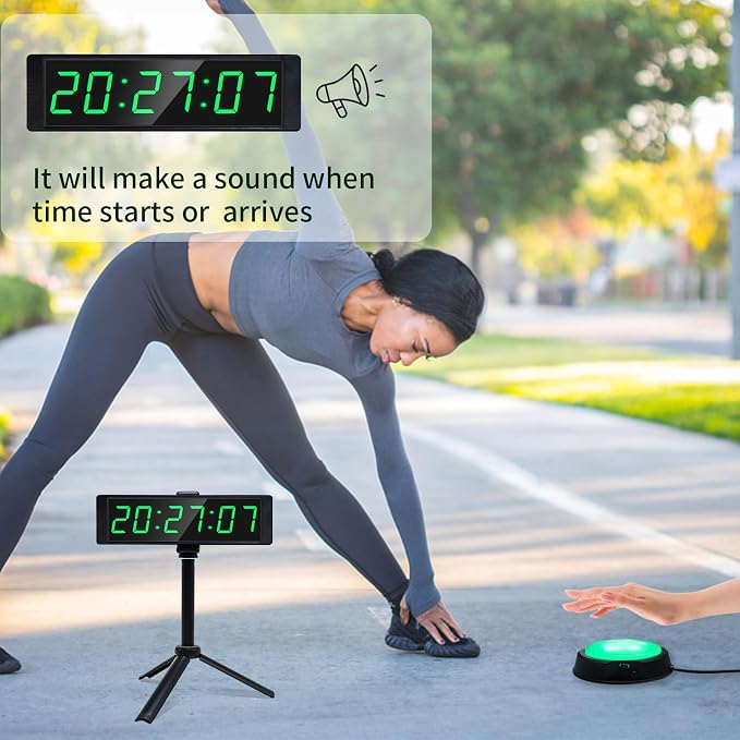 Digital Gym Timer Clock – Large LED Stopwatch & Countdown Timer