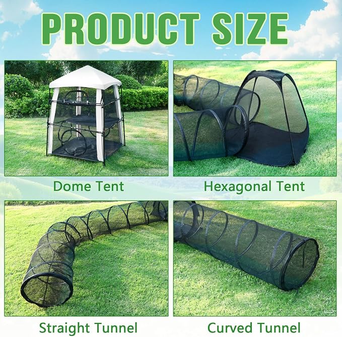 Outdoor Rainbow Cat Enclosure – 5-in-1 Portable Cat Playhouse