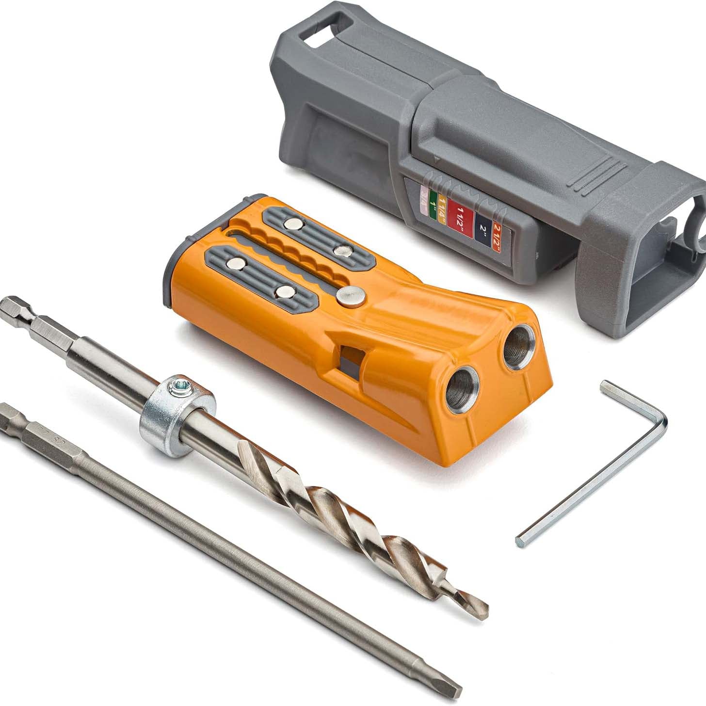 Compact Pocket Hole Jig with 3 inch Face Clamp & 50pc Screw Set – Auto Adjust Drill Guide