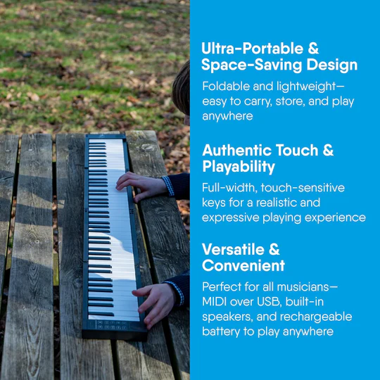 Carry-On Portable Folding Digital Piano – 88 Keys with Rechargeable Battery