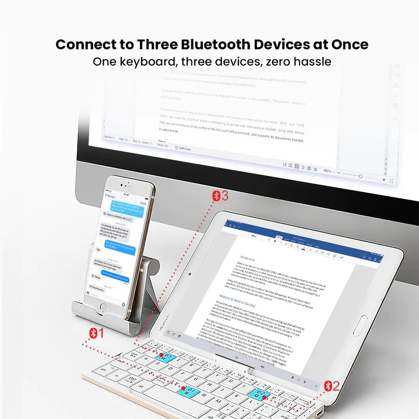 Mini Ergonomic Wireless Keyboard – Foldable Bluetooth Keyboard