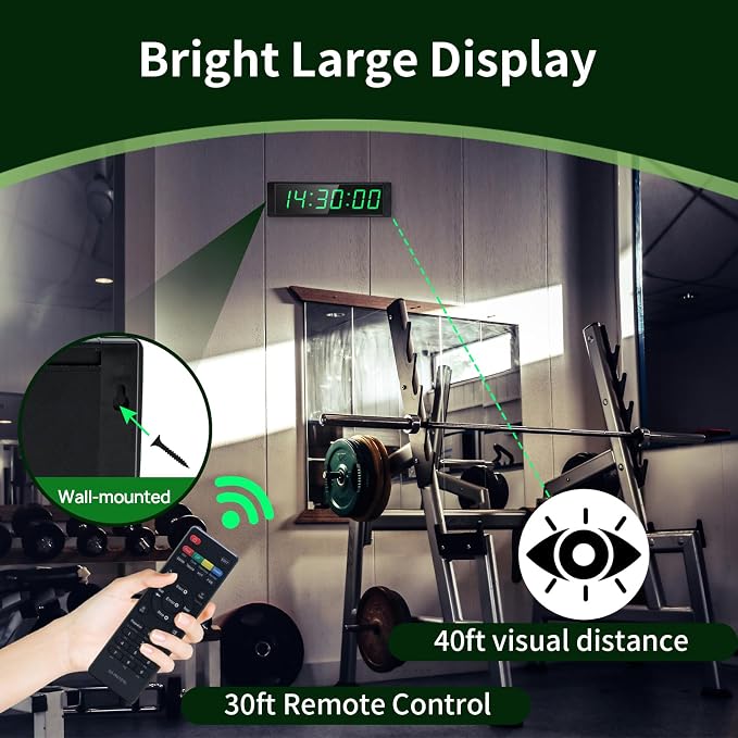 Digital Gym Timer Clock – Large LED Stopwatch & Countdown Timer