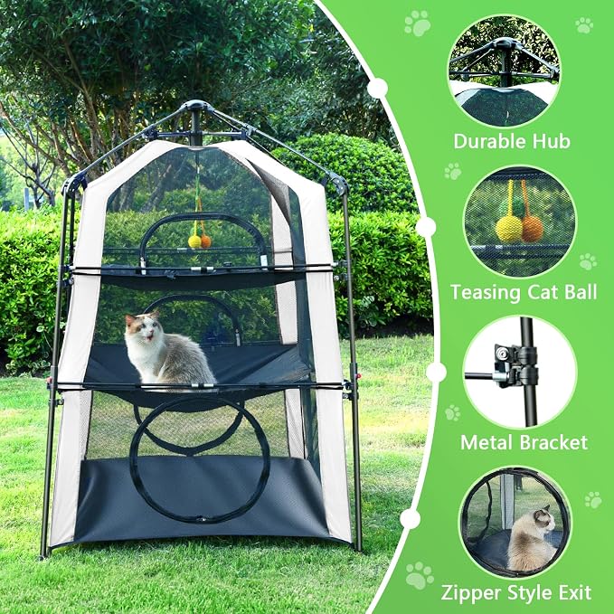 Outdoor Rainbow Cat Enclosure – 5-in-1 Portable Cat Playhouse