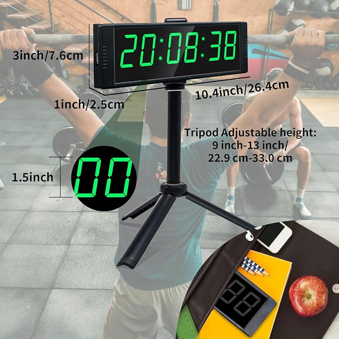 Digital Gym Timer Clock – Large LED Stopwatch & Countdown Timer