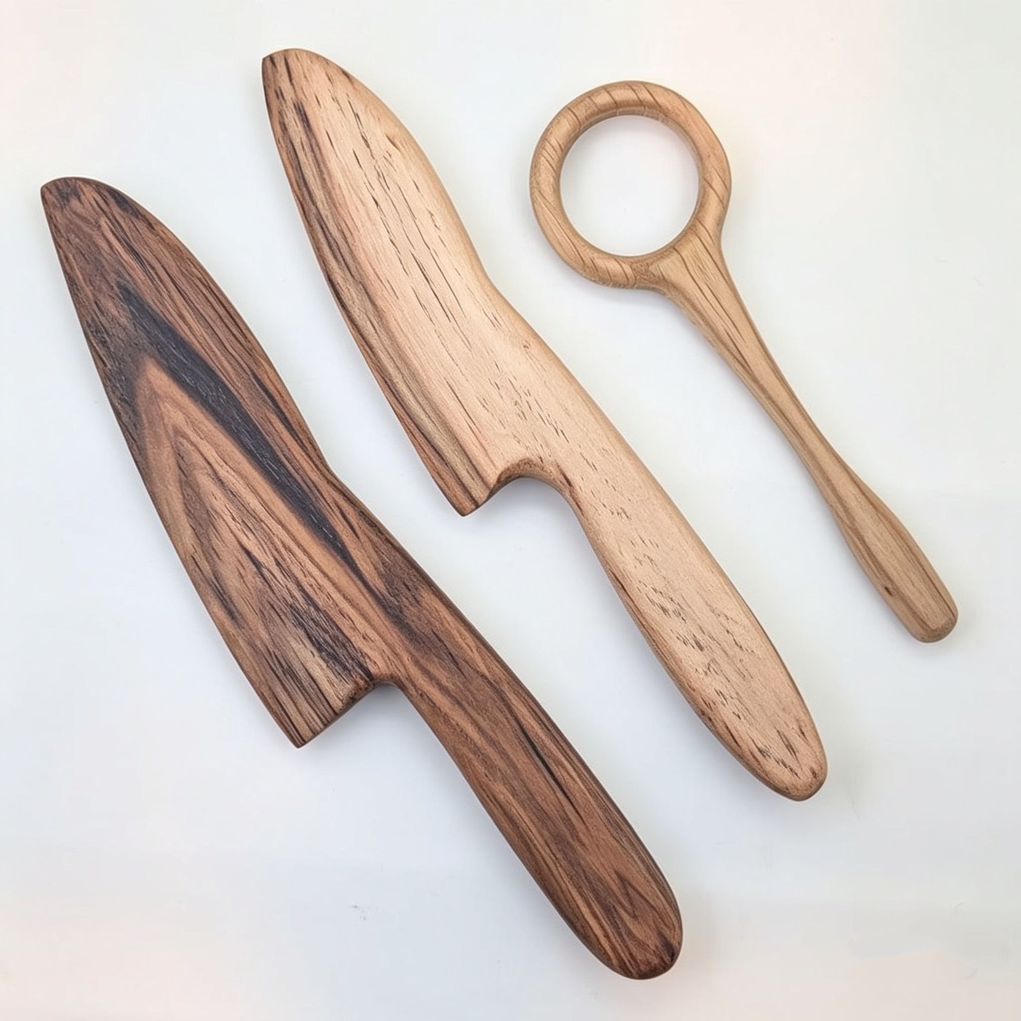 Eco-Friendly Artisanal Wooden Pastry Cutters – Safe Ergonomic Bread & Soft Fruit Slicers for Little Helpers