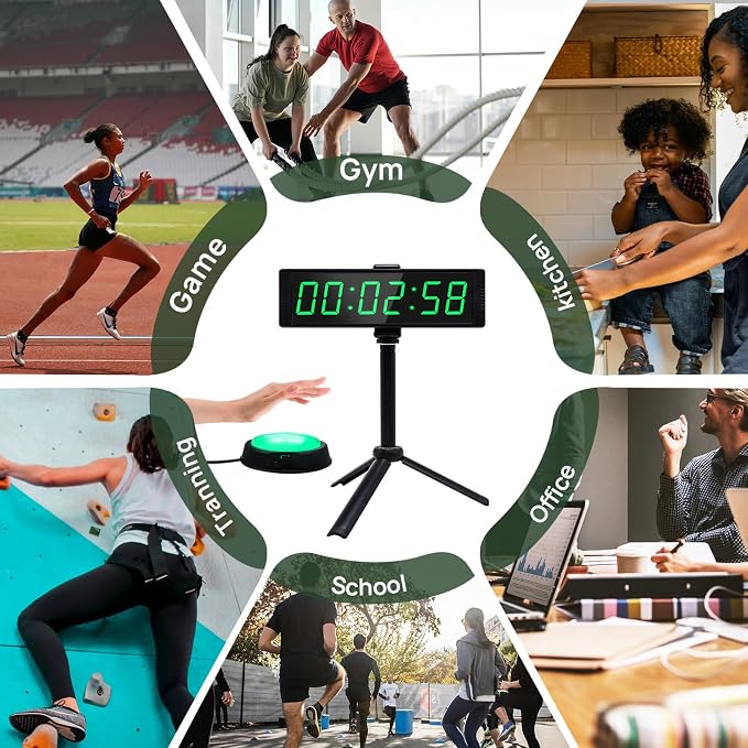 Digital Gym Timer Clock – Large LED Stopwatch & Countdown Timer