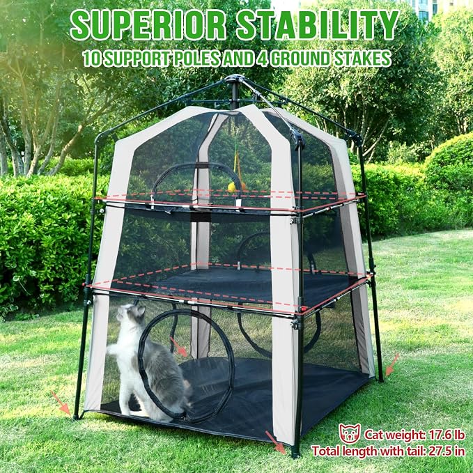Outdoor Rainbow Cat Enclosure – 5-in-1 Portable Cat Playhouse