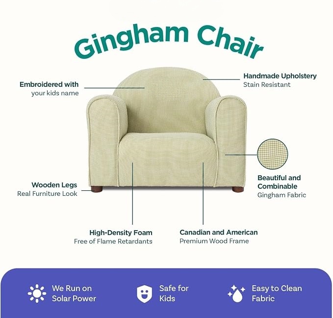 Personalized Kids Club Chair – Custom Embroidered Upholstered Armchair