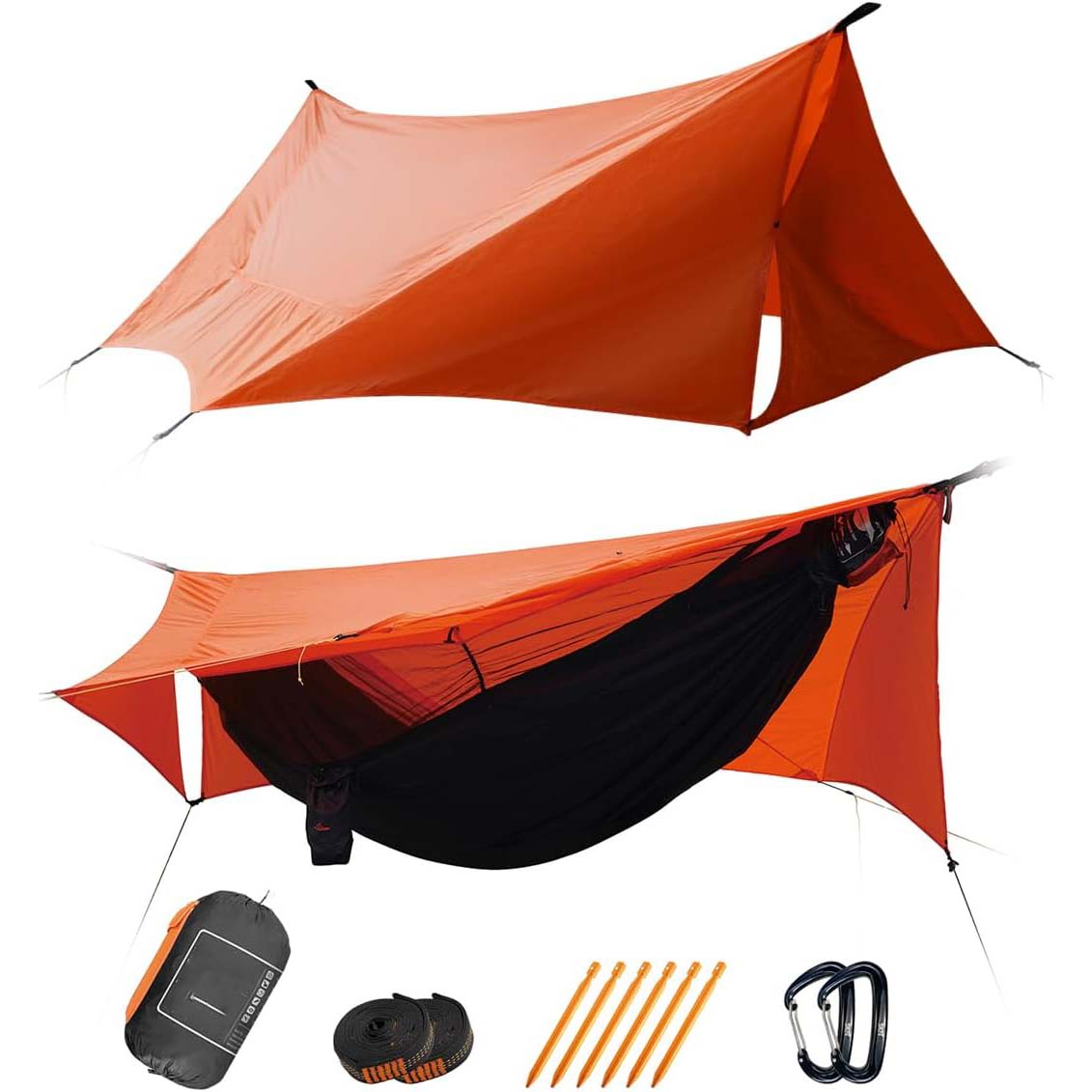 11ft Hammock with Net and Rain Fly Tarp – 4 in 1 Camping Hammock Tent, Ultralight Portable Double