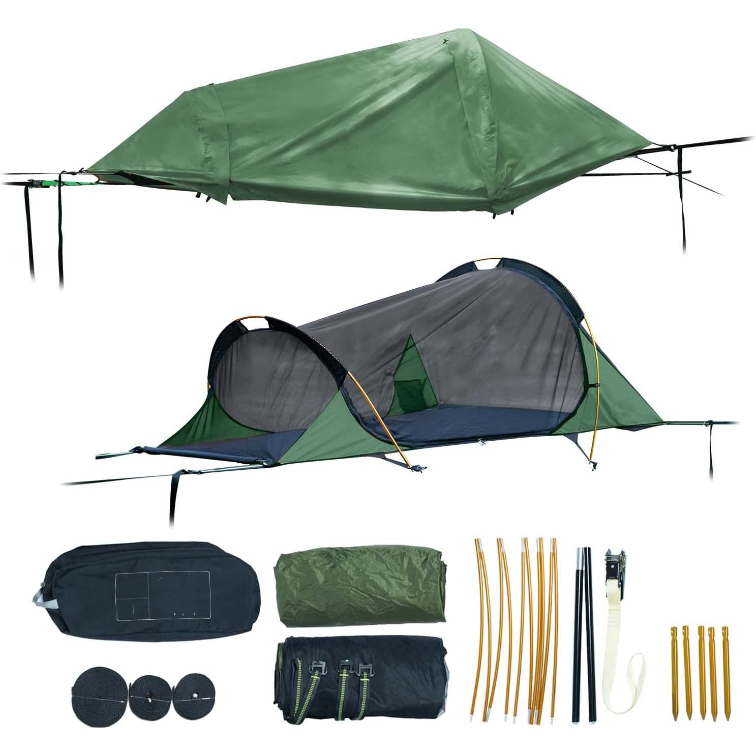 11ft Hammock with Net and Rain Fly Tarp – 4 in 1 Camping Hammock Tent, Ultralight Portable Double
