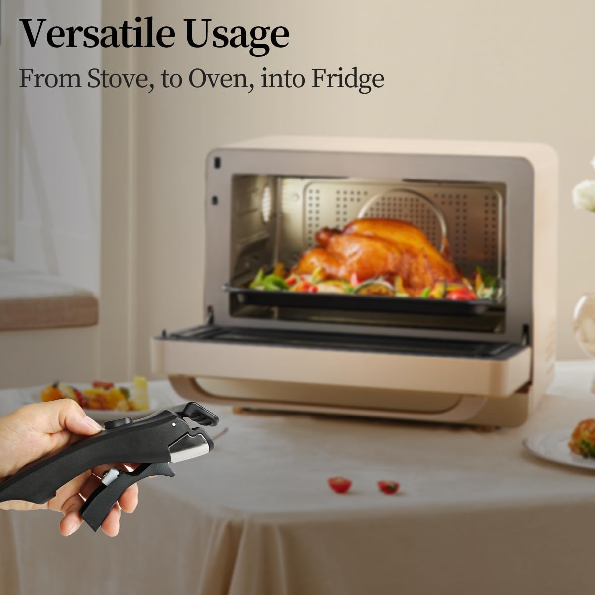 Detachable Cookware Handle with Spatula Rack and Oil Drip Mat – Heat-Resistant