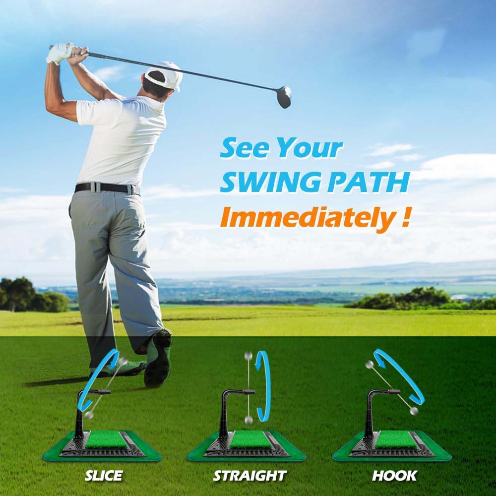 Golf Swing & Hitting Trainer – True Impact Checking Path After Swing Practice Mat